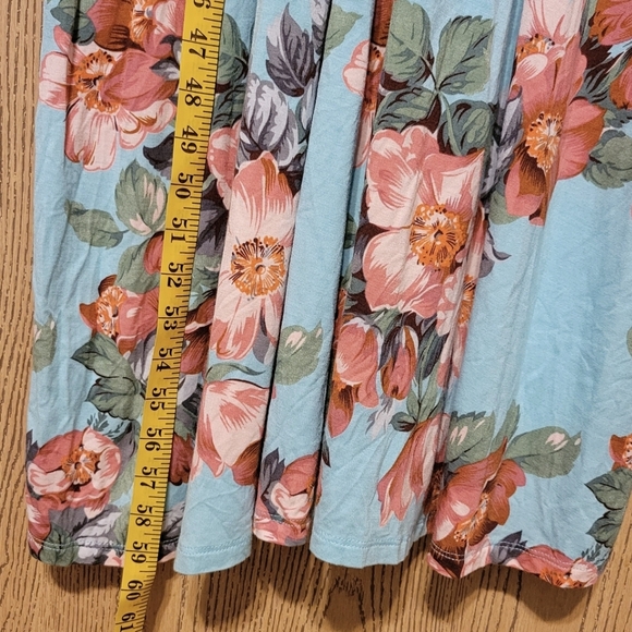 NWT IMAN Floral Maxi Dress in Light Blue and Coral - Picture 9 of 11